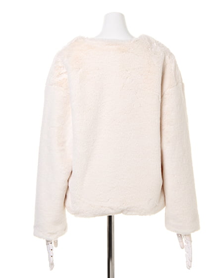 INGNI(イング) ノーカラーファーショート丈ジャケット アイボリー