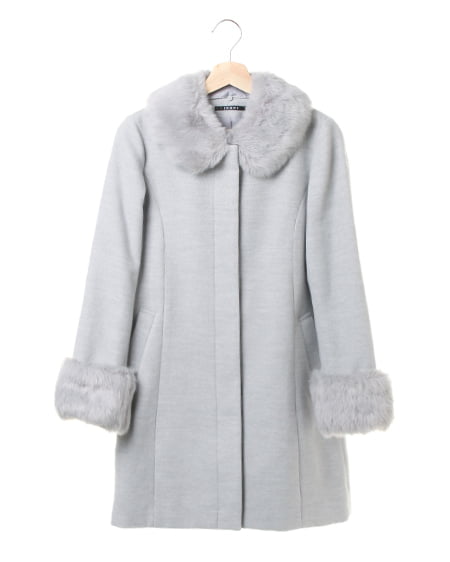 PARIENNE グレー ファー襟 コート 11 ミンク カシミア PARIENNE グレー ファー襟 コート 11 ミンク カシミア 良品 送料