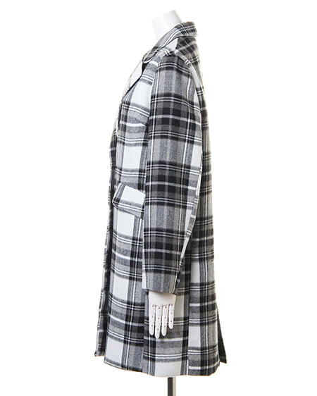 INGNI（イング） チェック柄チェスターコート ｸﾛ/ｵﾌﾎﾜｲﾄ