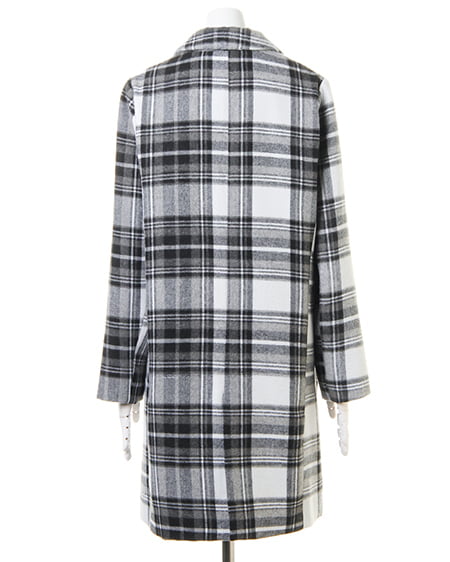 INGNI（イング） チェック柄チェスターコート ｸﾛ/ｵﾌﾎﾜｲﾄ