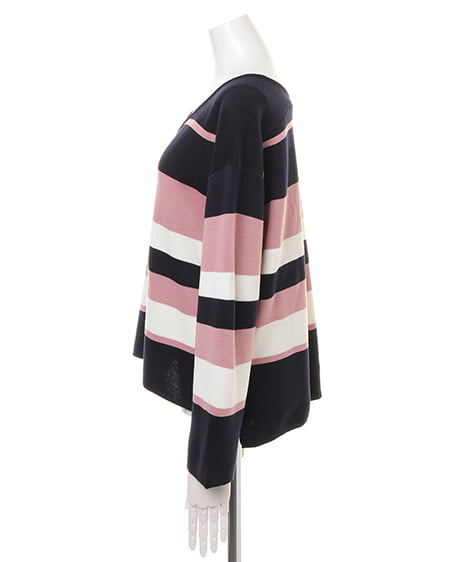 INGNI（イング） ミラノリブボーダー／ニット ｺﾝ/ﾋﾟﾝｸ