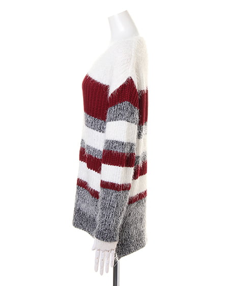 INGNI（イング） フェザー3Cボーダーニット／チュニック ｵﾌﾎﾜｲﾄ/ﾎﾞﾙﾄﾞｰ