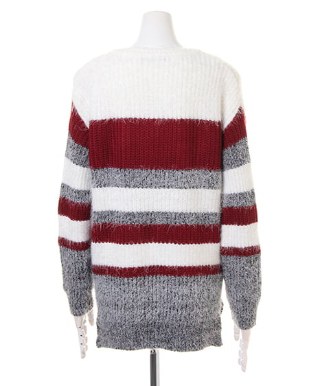 INGNI（イング） フェザー3Cボーダーニット／チュニック ｵﾌﾎﾜｲﾄ/ﾎﾞﾙﾄﾞｰ