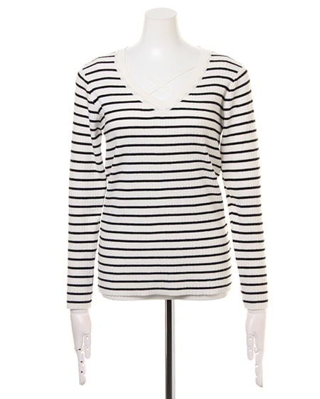 INGNI（イング） リブフロントクロス／ニット ﾎﾞｰﾀﾞｰ