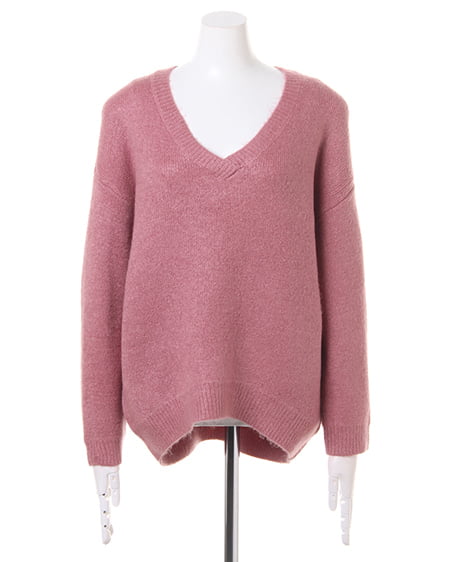 INGNI(イング) Vネックチュニック/ニット モーブピンク