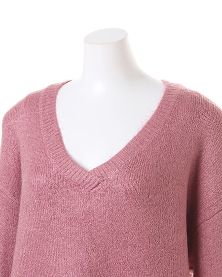 INGNI(イング) Vネックチュニック/ニット モーブピンク