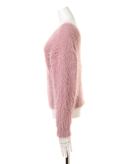 INGNI（イング） フェザーヤーンリブ2WAY Vネックニット ﾋﾟﾝｸ