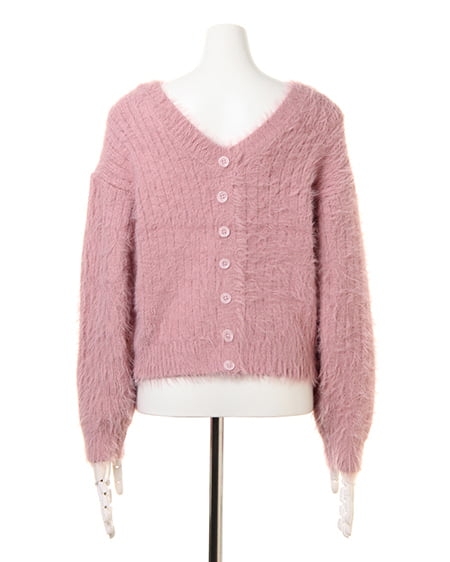 INGNI（イング） フェザーヤーンリブ2WAY Vネックニット ﾋﾟﾝｸ