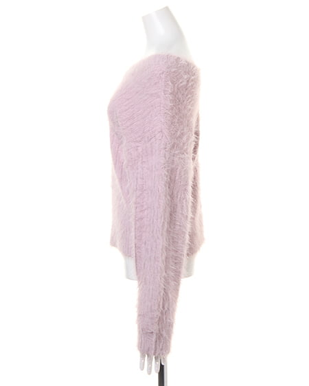 INGNI（イング） フェザーヤーンリブ2WAY Vネックニット ﾗﾍﾞﾝﾀﾞｰ/ﾋﾟﾝｸ