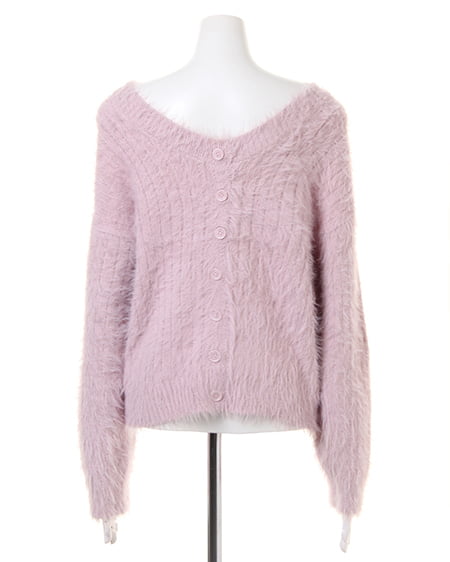 INGNI（イング） フェザーヤーンリブ2WAY Vネックニット ﾗﾍﾞﾝﾀﾞｰ/ﾋﾟﾝｸ