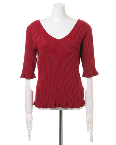 INGNI（イング） 袖フリルリブニット ﾎﾞﾙﾄﾞｰ