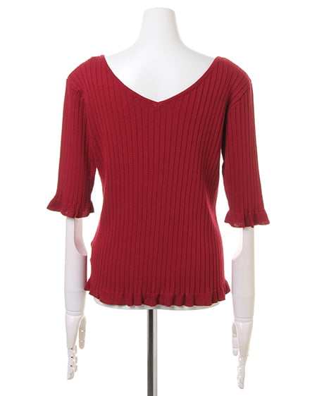 INGNI（イング） 袖フリルリブニット ﾎﾞﾙﾄﾞｰ