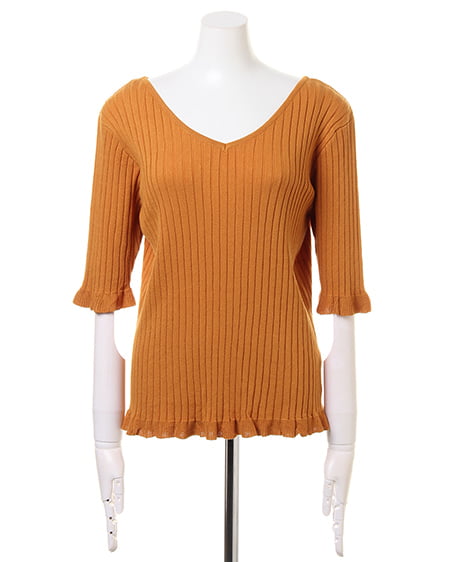 INGNI（イング） 袖フリルリブニット ﾏｽﾀｰﾄﾞ