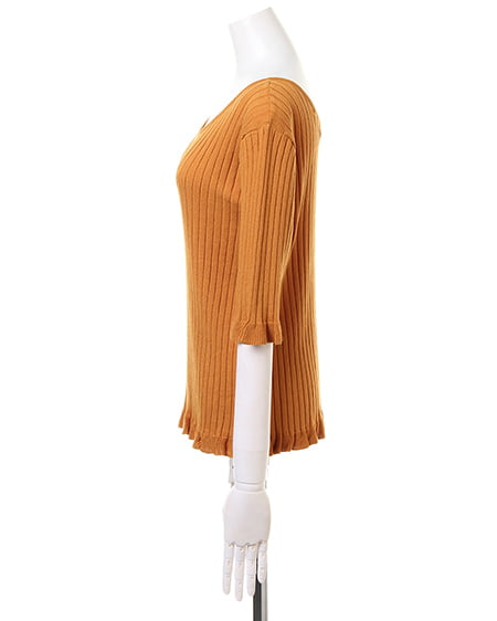 INGNI（イング） 袖フリルリブニット ﾏｽﾀｰﾄﾞ