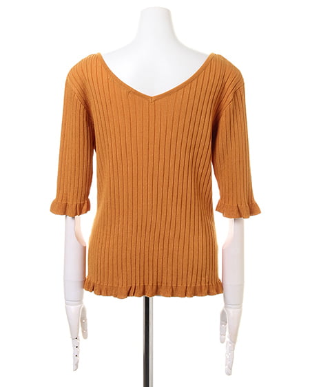 INGNI（イング） 袖フリルリブニット ﾏｽﾀｰﾄﾞ