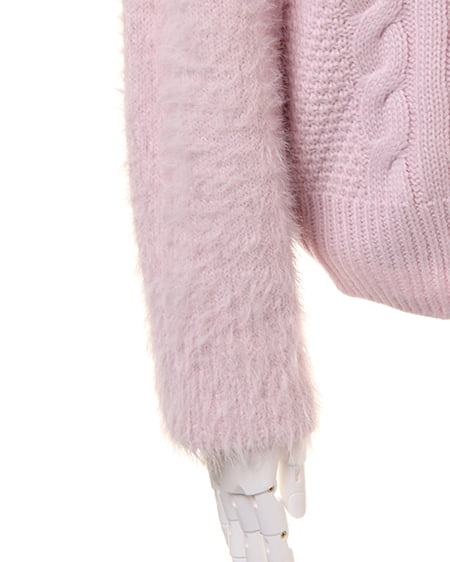 INGNI（イング） 袖ファーケーブル／ニット ﾗﾍﾞﾝﾀﾞｰ/ﾋﾟﾝｸ