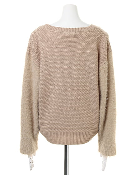 INGNI（イング） 袖ファーケーブル／ニット ﾍﾞｰｼﾞｭ