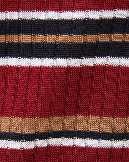 INGNI（イング） マルチボーダーリブVネック ﾎﾞﾙﾄﾞｰ