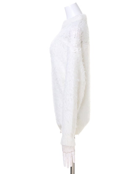 INGNI（イング） ヨークレースハイネックフェザーヤーンニット ｵﾌﾎﾜｲﾄ