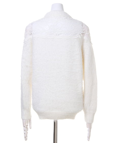 INGNI（イング） ヨークレースハイネックフェザーヤーンニット ｵﾌﾎﾜｲﾄ