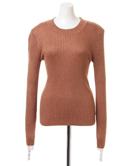 INGNI（イング） ラメリブつまり衿長袖／ニット ﾌﾞﾗｳﾝ