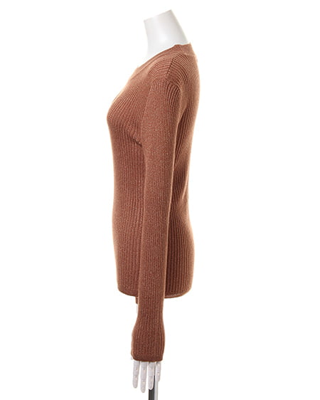 INGNI（イング） ラメリブつまり衿長袖／ニット ﾌﾞﾗｳﾝ