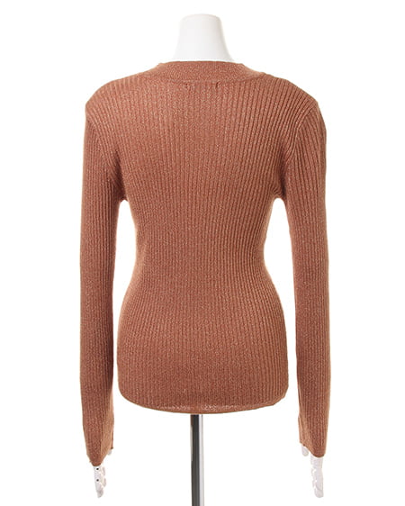 INGNI（イング） ラメリブつまり衿長袖／ニット ﾌﾞﾗｳﾝ