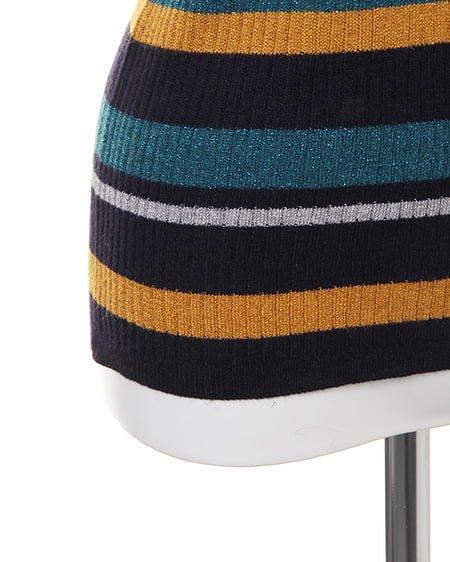 INGNI（イング） マルチボーダーラメリブ／ニット ｺﾝ/ｸﾞﾘｰﾝ