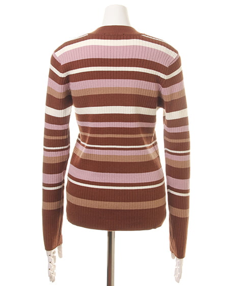 INGNI（イング） マルチボーダーリブプチ／ハイネック ﾌﾞﾗｳﾝ