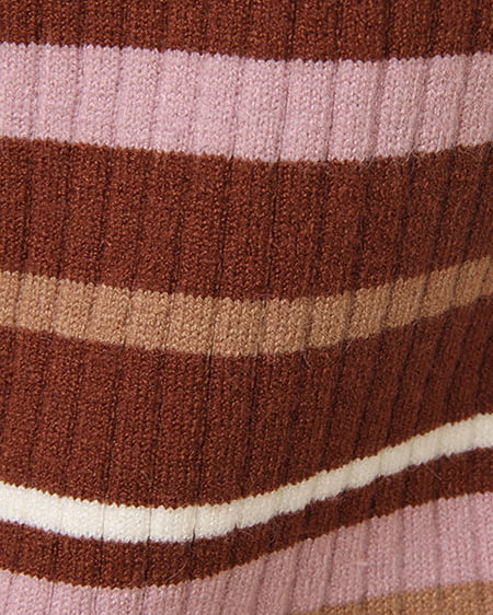 INGNI（イング） マルチボーダーリブプチ／ハイネック ﾌﾞﾗｳﾝ