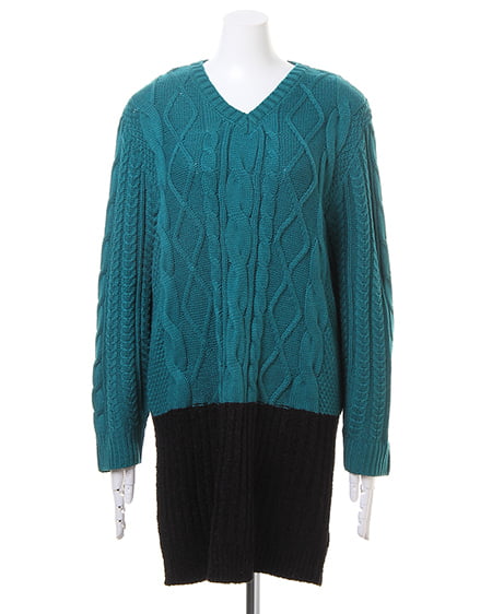 INGNI(イング) 異素材バイカラー/チュニック ターコイズ/クロ