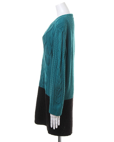 INGNI(イング) 異素材バイカラー/チュニック ターコイズ/クロ