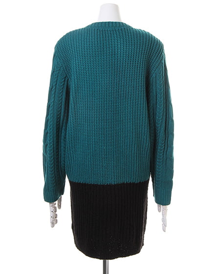 INGNI(イング) 異素材バイカラー/チュニック ターコイズ/クロ