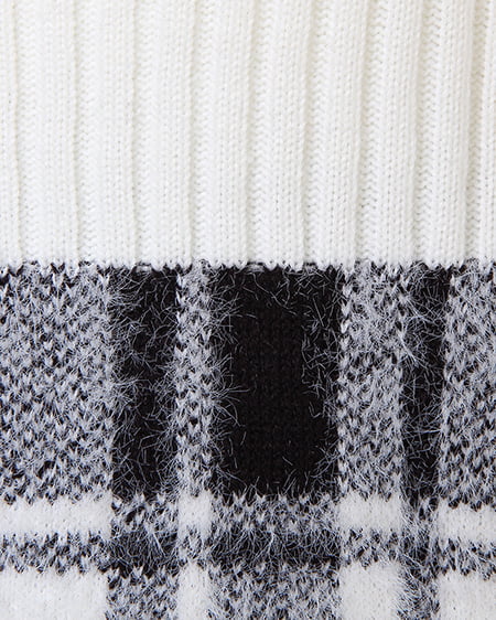 INGNI(イング) チェック切り替えオフタートル/チュニック クロ/オフホワイト