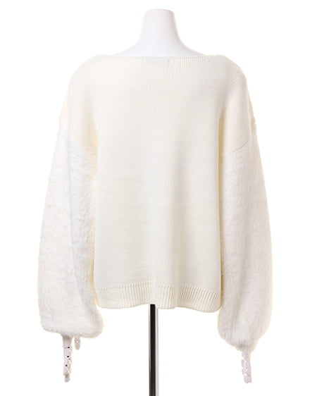 INGNI（イング） 袖フェザー／ニット ｵﾌﾎﾜｲﾄ