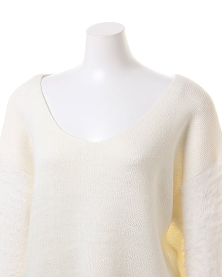 INGNI（イング） 袖フェザー／ニット ｵﾌﾎﾜｲﾄ