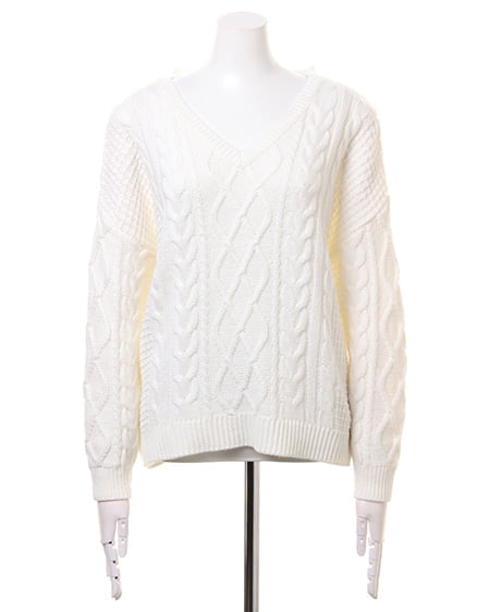 INGNI（イング） ケーブルバックリボン／ニット ｵﾌﾎﾜｲﾄ