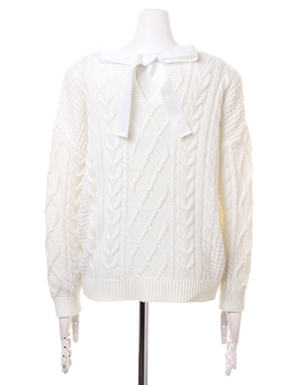 INGNI（イング） ケーブルバックリボン／ニット ｵﾌﾎﾜｲﾄ