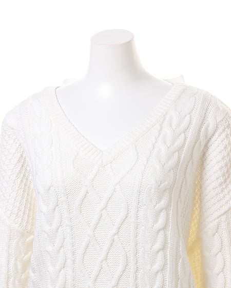 INGNI（イング） ケーブルバックリボン／ニット ｵﾌﾎﾜｲﾄ