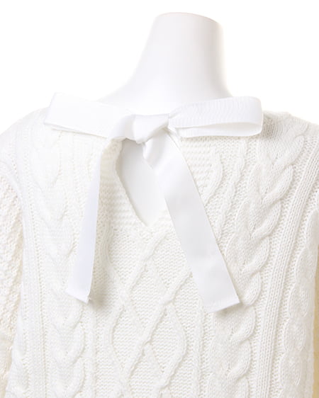 INGNI（イング） ケーブルバックリボン／ニット ｵﾌﾎﾜｲﾄ