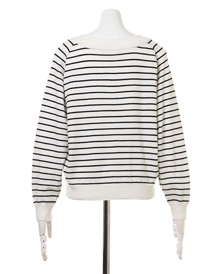 INGNI（イング） 天竺重ねVネックニット ﾎﾞｰﾀﾞｰ