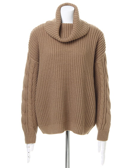 INGNI（イング） 袖ケーブルオフタートル／ニット／B ｷｬﾒﾙ