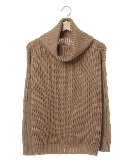 INGNI(イング) 袖ケーブルオフタートル／ニット／B キャメル