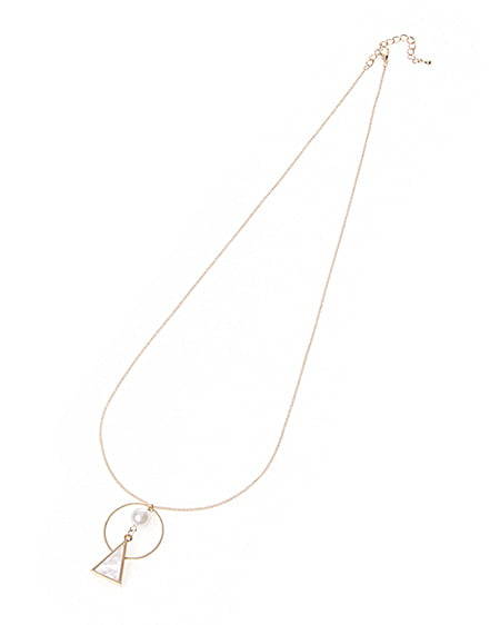 INGNI（イング） マーブル三角リングロングネックレス ｵﾌﾎﾜｲﾄ