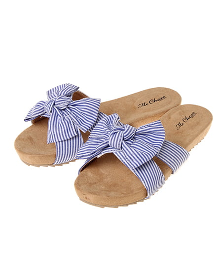 INGNI(イング) リボンサンダル ブルー/ストライプ