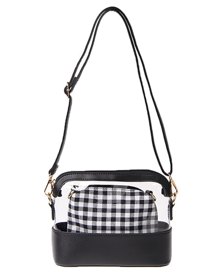 INGNI（イング） 4WAYポーチ付きクリアショルダー ｸﾛ/ｷﾞﾝｶﾞﾑ