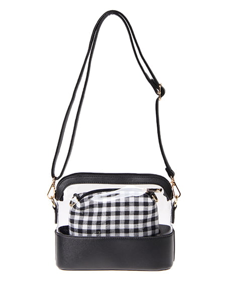 INGNI（イング） 4WAYポーチ付きクリアショルダー ｸﾛ/ｷﾞﾝｶﾞﾑ