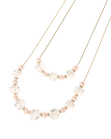 INGNI（イング） クリアボール2連ネックレス ﾋﾟﾝｸ