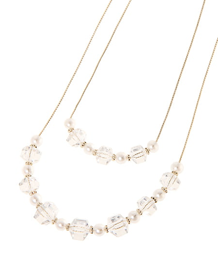 INGNI(イング) クリアボール2連ネックレス オフホワイト