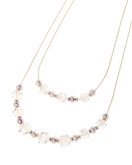 INGNI(イング) クリアボール2連ネックレス グレー